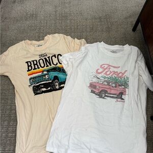 Ford Short Sleeve Tees - Cream and White with Bronco Designs